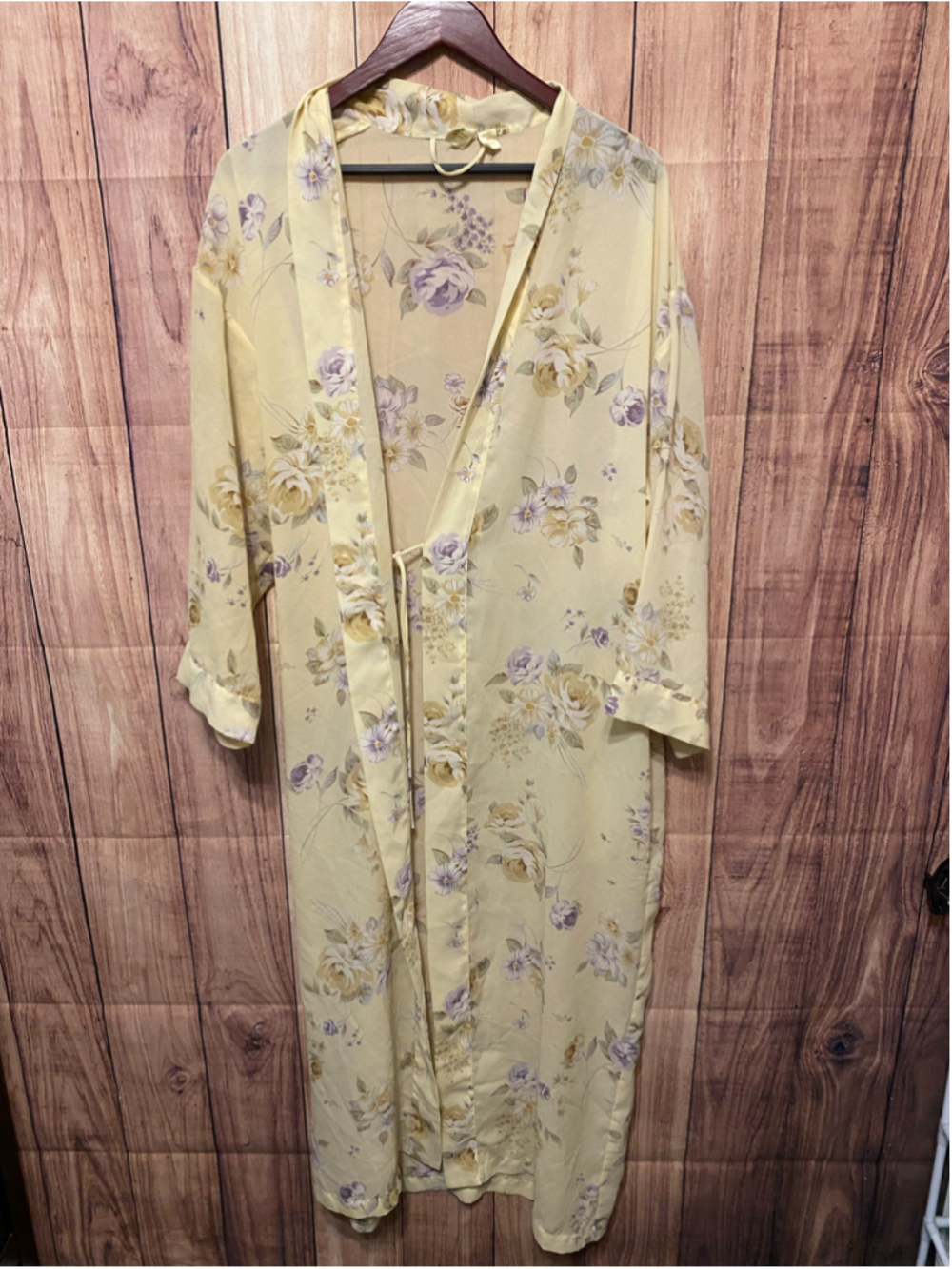 Victoria's Secret Medium Gold Tag Label Vintage Floral Robe Yellow